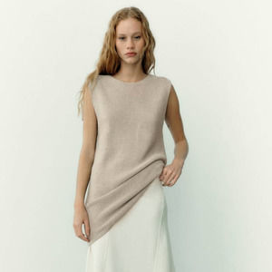 ZARA KNIT DRESS WITH METALLIC THREAD MIDI DRESS WOMENS SMALL